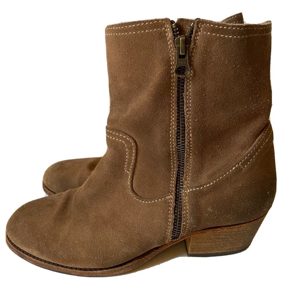 H by Hudson Western Leather Ankle Boots Riley Double Distressed Suede Brown 9